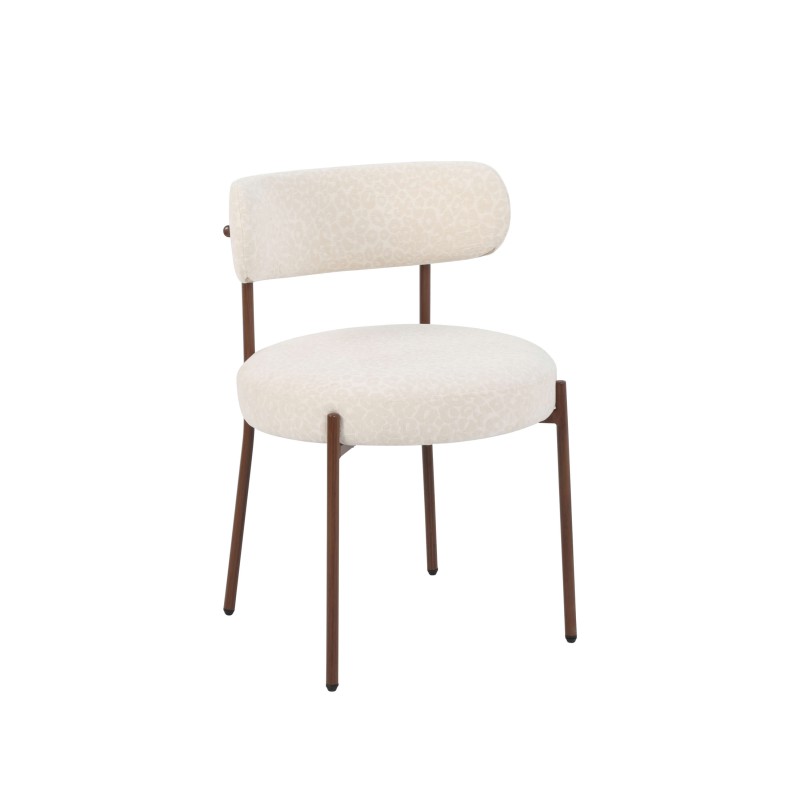Lot de 2 chaises NOA tissu imprimé léopard écru pied noyer