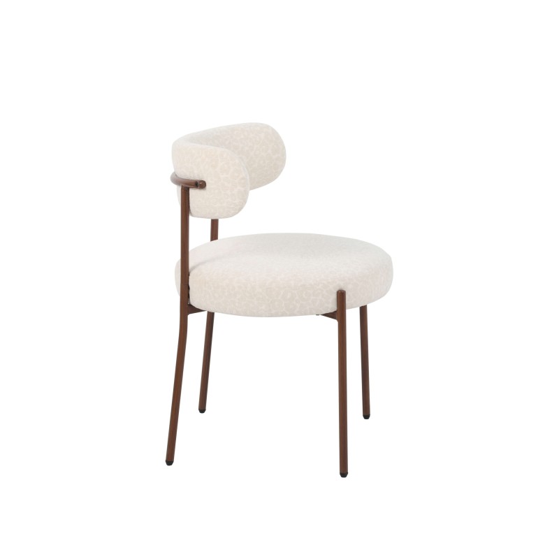 Lot de 2 chaises NOA tissu imprimé léopard écru pied noyer