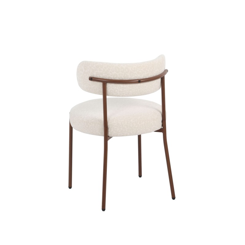 Lot de 2 chaises NOA tissu imprimé léopard écru pied noyer