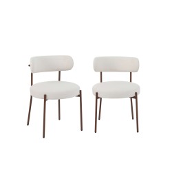 Lot de 2 chaises NOA tissu beige pied noyer