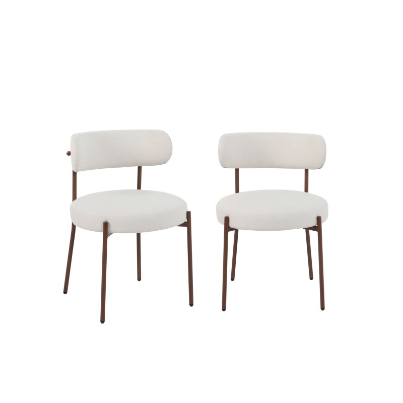 Lot de 2 chaises NOA tissu beige pied noyer