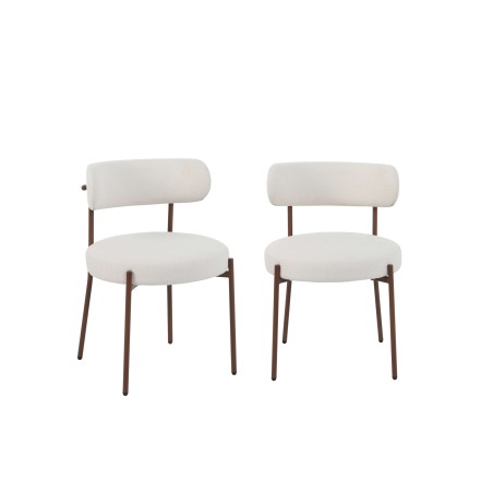 Lot de 2 chaises NOA tissu beige pied noyer