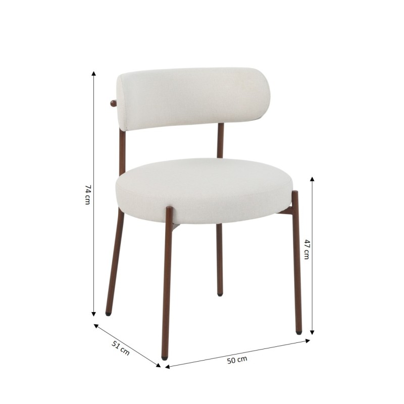 Lot de 2 chaises NOA tissu beige pied noyer