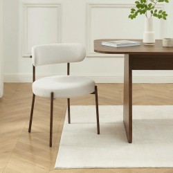 Lot de 2 chaises NOA tissu beige pied noyer