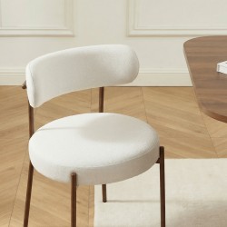 Lot de 2 chaises NOA tissu beige pied noyer
