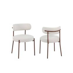 Lot de 2 chaises NOA tissu beige pied noyer