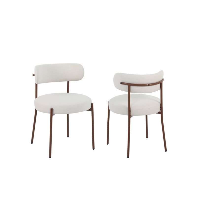 Lot de 2 chaises NOA tissu beige pied noyer