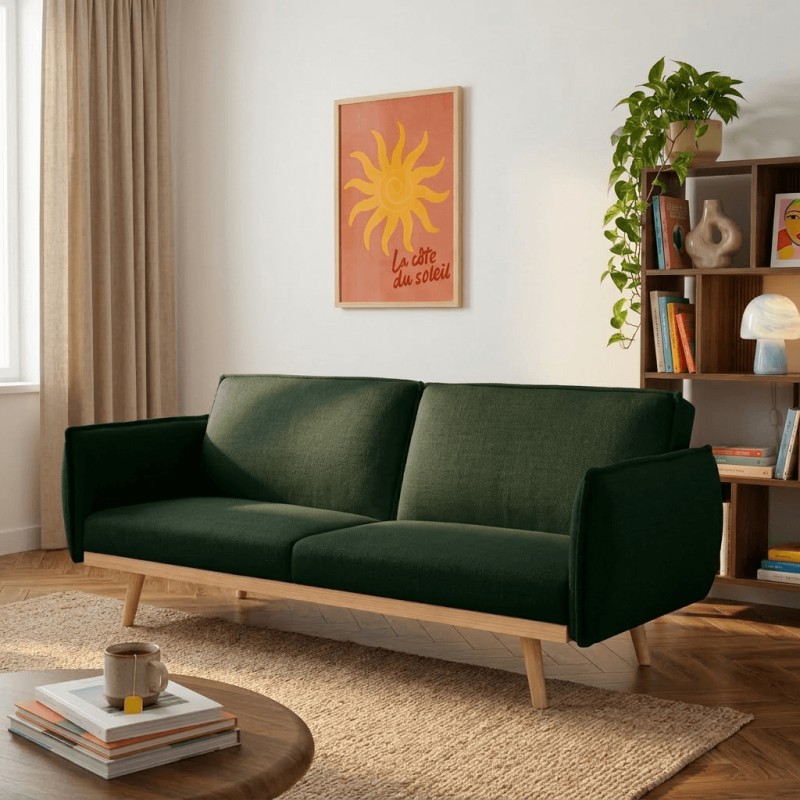 3-Sitzer-Sofa VESTA mit Ausziehfunktion, grün