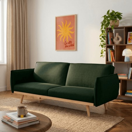 3-Sitzer-Sofa VESTA mit Ausziehfunktion, grün