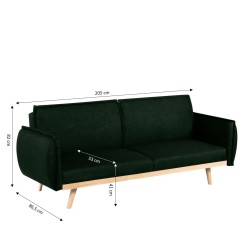 3-Sitzer-Sofa VESTA mit Ausziehfunktion, grün