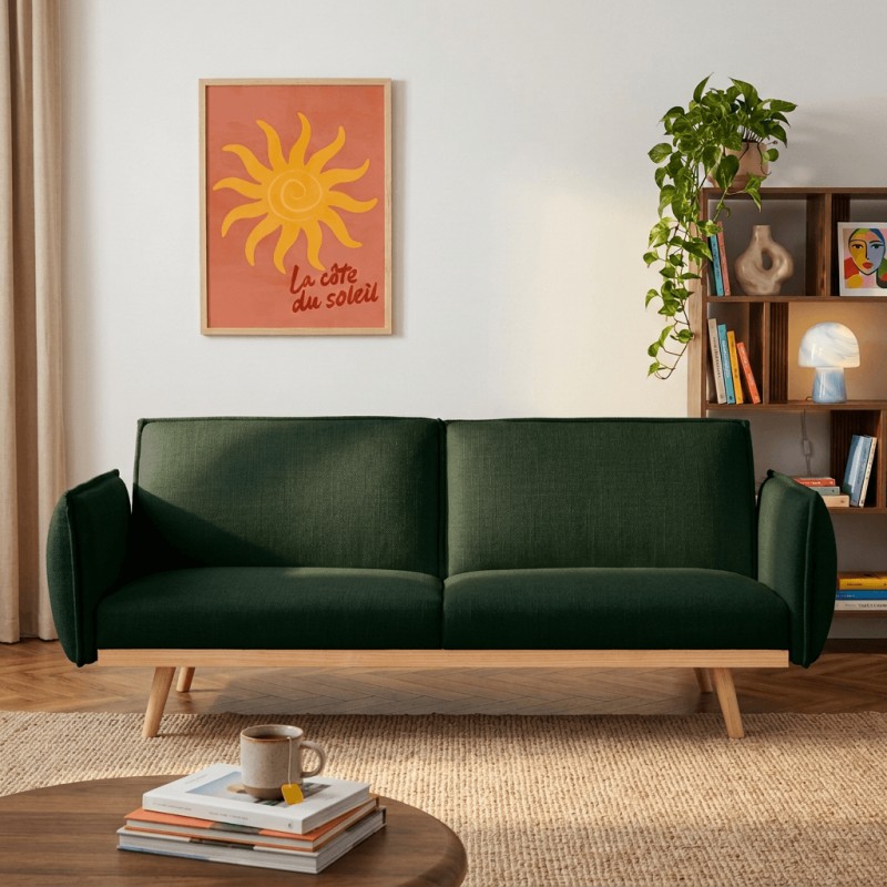 3-Sitzer-Sofa VESTA mit Ausziehfunktion, grün