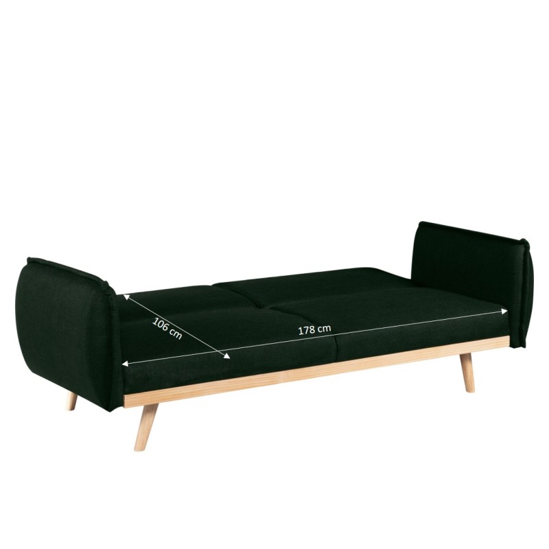 3-Sitzer-Sofa VESTA mit Ausziehfunktion, grün