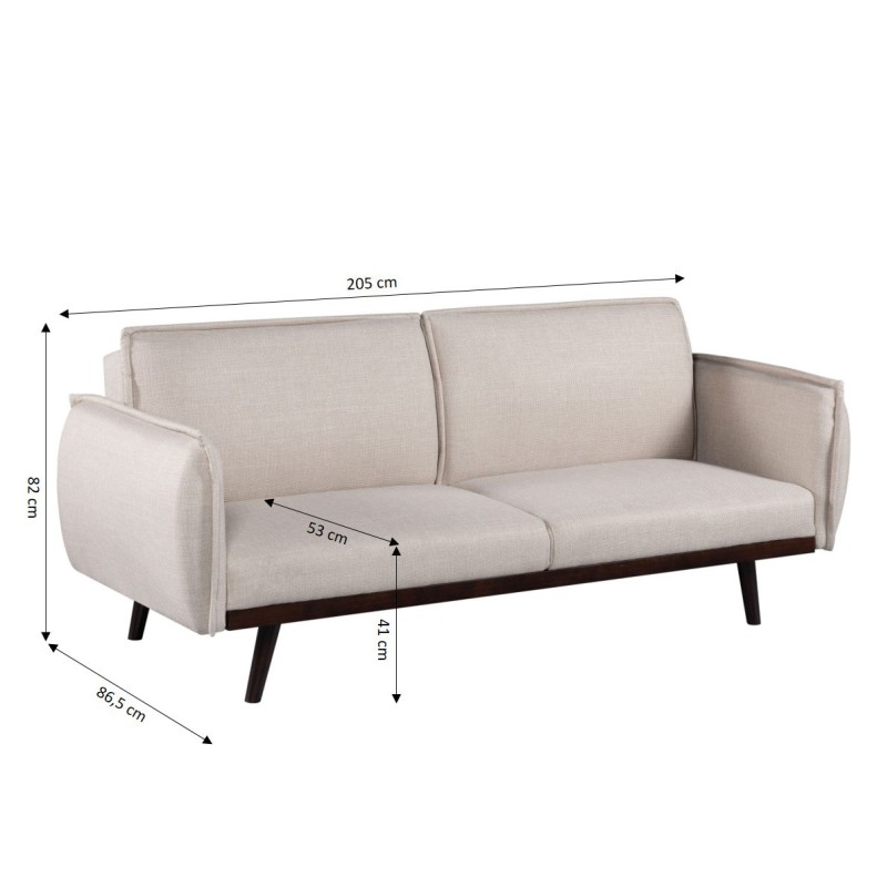 3-Sitzer-Sofa VESTA, rechts, aus beigem Stoff