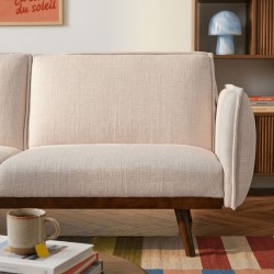 3-Sitzer-Sofa VESTA, rechts, aus beigem Stoff