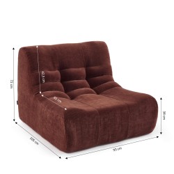 Poltroncina modulare JANIS a 1 posto in velluto bordeaux