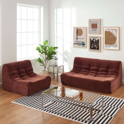 Poltroncina modulare JANIS a 1 posto in velluto bordeaux