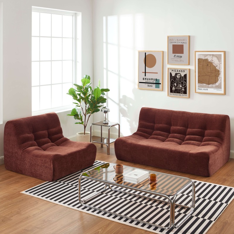 Poltroncina modulare JANIS a 1 posto in velluto bordeaux