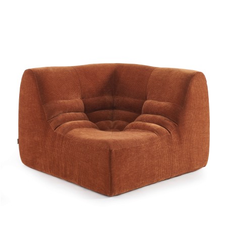 Poltroncina angolare modulare JANIS a 1 posto in velluto color terracotta