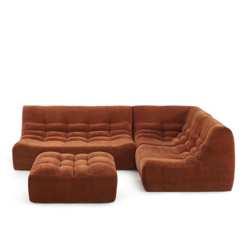 Chauffeuse d'angle JANIS modulable 1 place velours terracotta