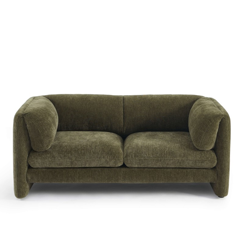 Canapé droit fixe NIKKI 2 places velours texturé vert