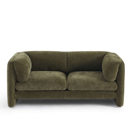 Canapé droit fixe NIKKI 2 places velours texturé vert