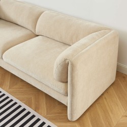 Canapé droit fixe NIKKI 3 places velours texturé beige