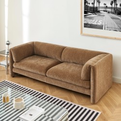 3-Sitzer-Sofa NIKKI , feststehend, brauner strukturierter Samt