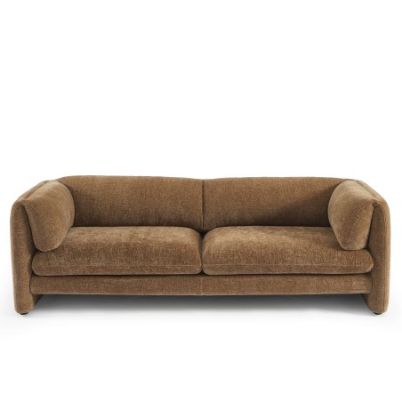 3-Sitzer-Sofa NIKKI , feststehend, brauner strukturierter Samt