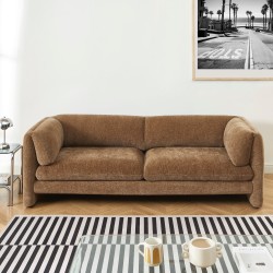 3-Sitzer-Sofa NIKKI , feststehend, brauner strukturierter Samt