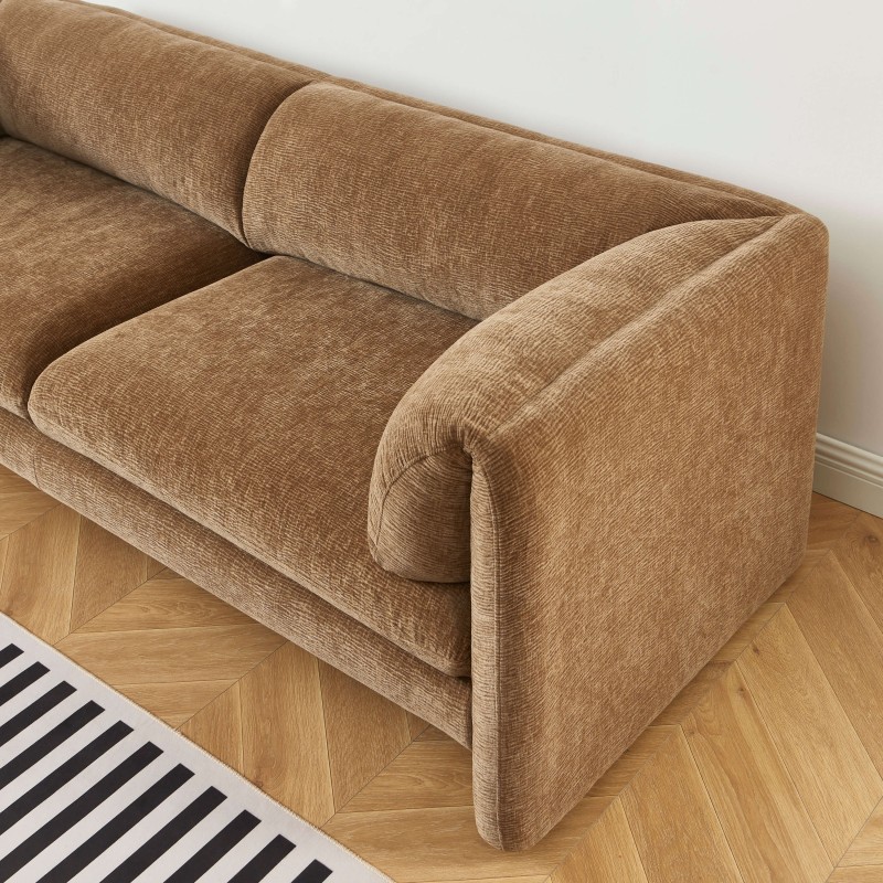 3-Sitzer-Sofa NIKKI , feststehend, brauner strukturierter Samt