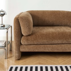 3-Sitzer-Sofa NIKKI , feststehend, brauner strukturierter Samt