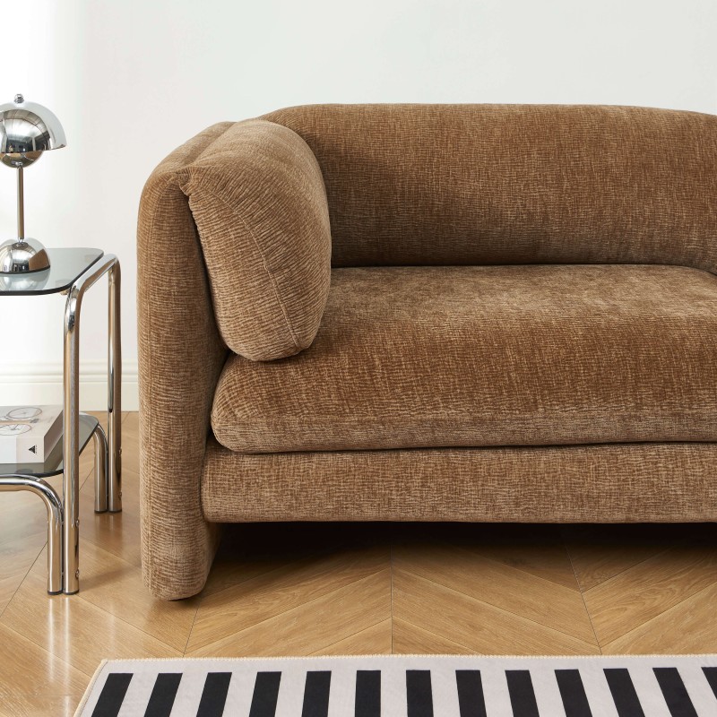 3-Sitzer-Sofa NIKKI , feststehend, brauner strukturierter Samt