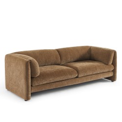 3-Sitzer-Sofa NIKKI , feststehend, brauner strukturierter Samt