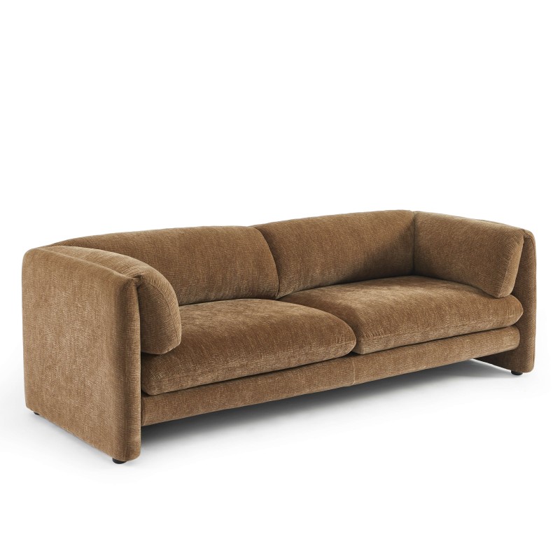 3-Sitzer-Sofa NIKKI , feststehend, brauner strukturierter Samt