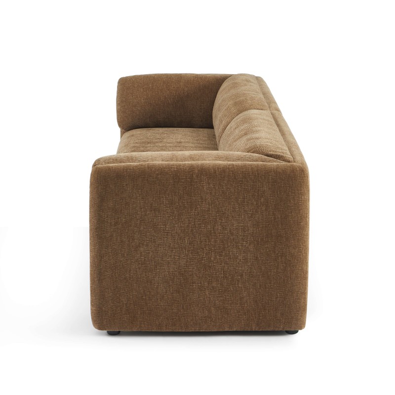 3-Sitzer-Sofa NIKKI , feststehend, brauner strukturierter Samt