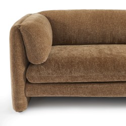 3-Sitzer-Sofa NIKKI , feststehend, brauner strukturierter Samt