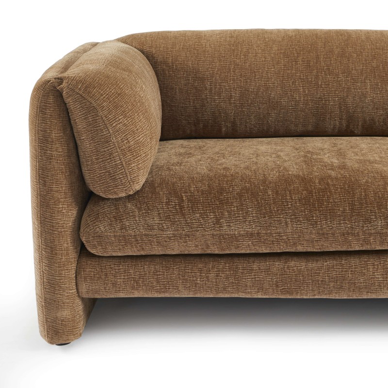 3-Sitzer-Sofa NIKKI , feststehend, brauner strukturierter Samt