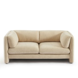 Canapé droit fixe NIKKI 2 places velours texturé beige
