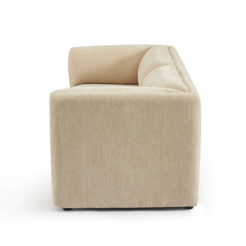 Canapé droit fixe NIKKI 2 places velours texturé beige