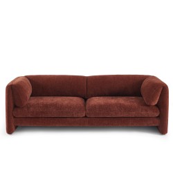 Canapé droit fixe NIKKI 3 places velours texturé terracotta