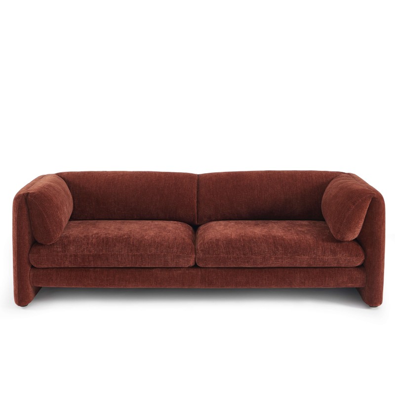 Canapé droit fixe NIKKI 3 places velours texturé terracotta