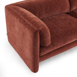 Canapé droit fixe NIKKI 3 places velours texturé terracotta
