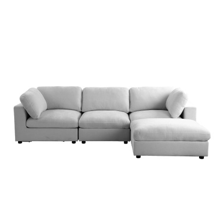Canapé d'angle MIZAR fixe tissu gris 4 places