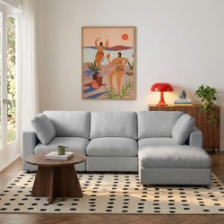 Canapé d'angle MIZAR fixe tissu gris 4 places