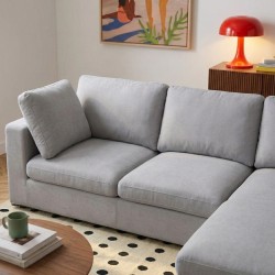 Canapé d'angle MIZAR fixe tissu gris 4 places