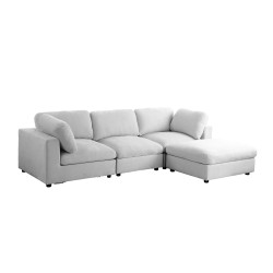 Canapé d'angle MIZAR fixe tissu gris 4 places