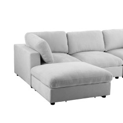 Canapé d'angle MIZAR fixe tissu gris 4 places