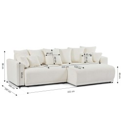 Canapé d'angle convertible et réversible SOLINE 4 places tissu beige
