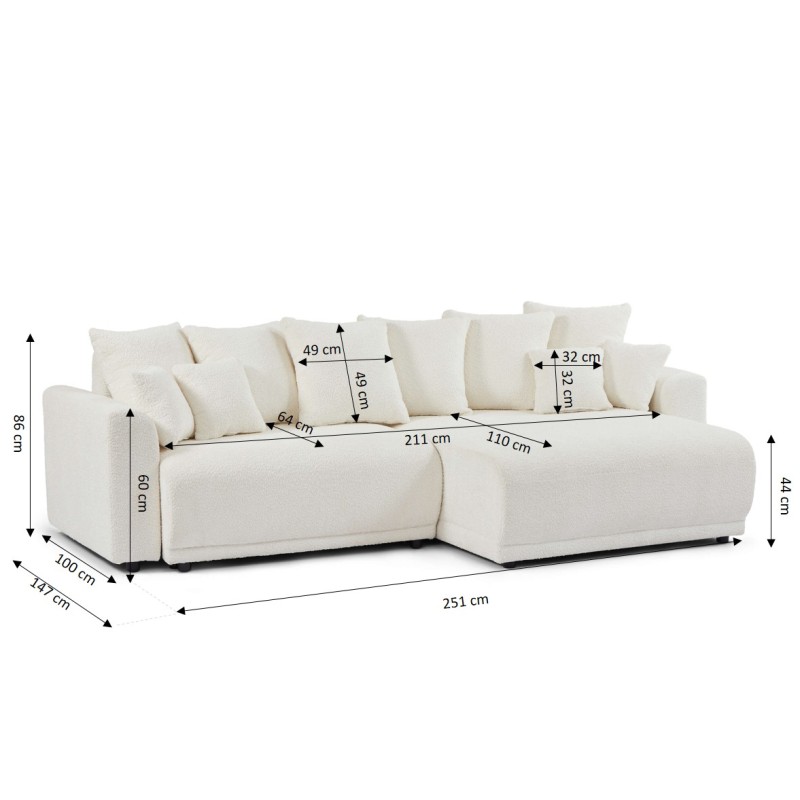 Canapé d'angle convertible et réversible SOLINE 4 places tissu beige