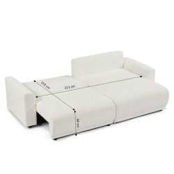 Canapé d'angle convertible et réversible SOLINE 4 places tissu beige